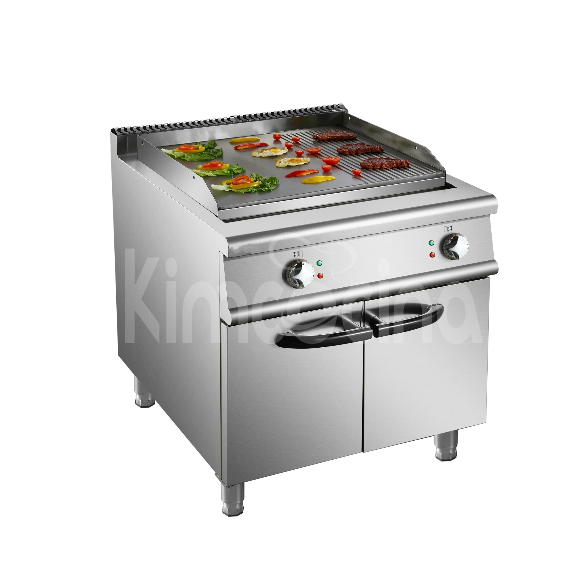kimcocina Electrico Freidoras(2/3 Flat&1/3 Grooved) with Cabinet