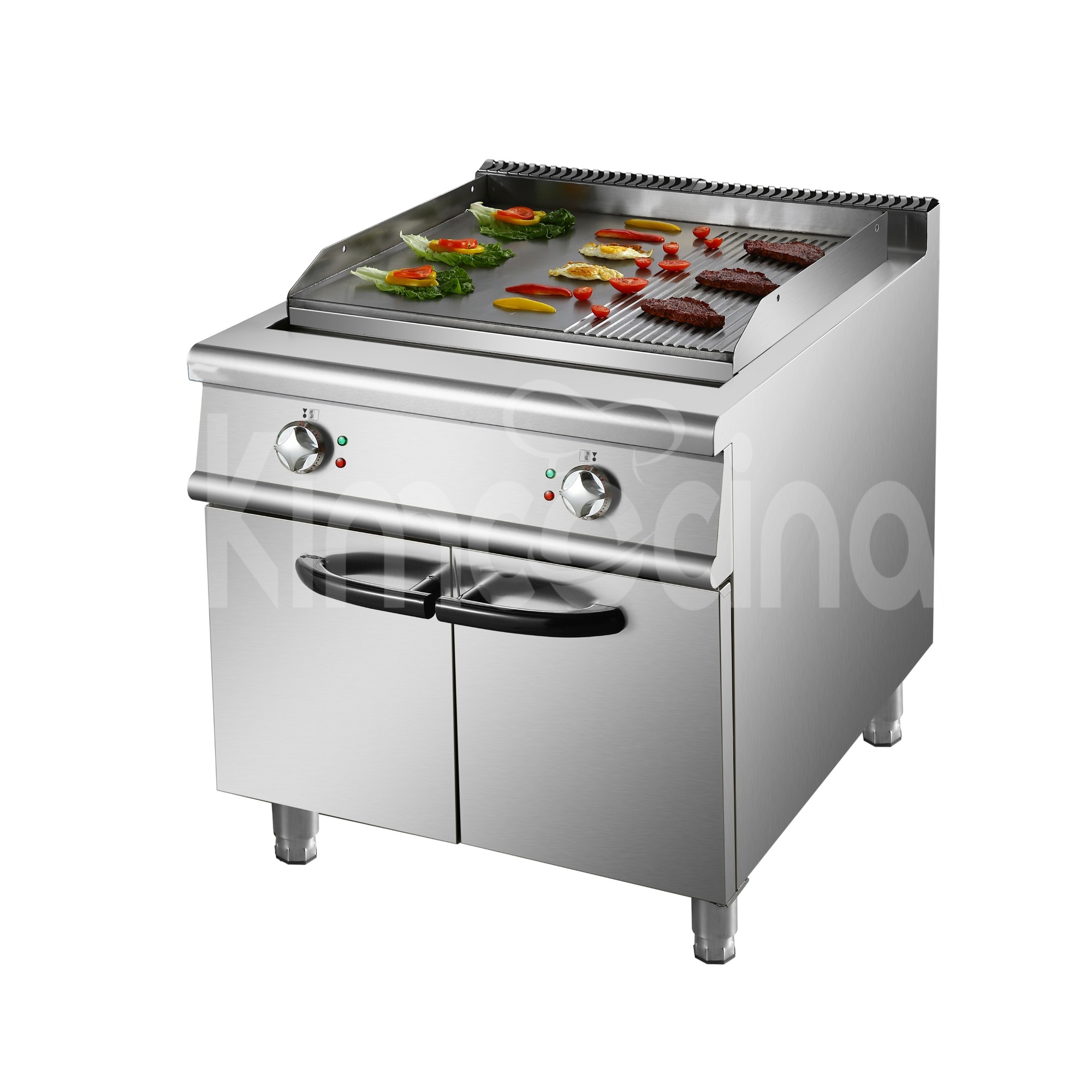 kimcocina Electrico Freidoras(2/3 Flat&1/3 Grooved) with Cabinet