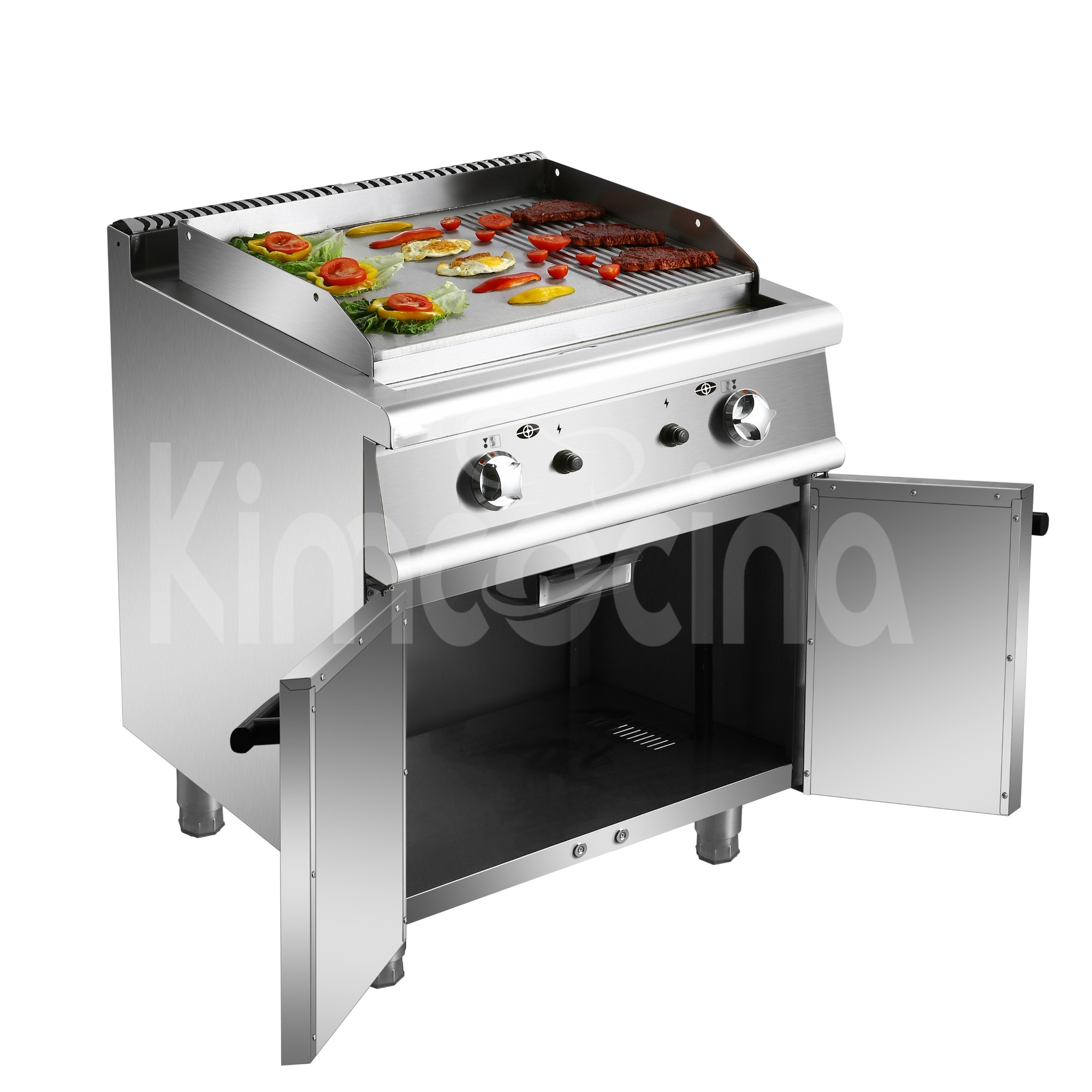 kimcocina Gas Griddle(2/3 Flat&1/3 Grooved) with Cabinet