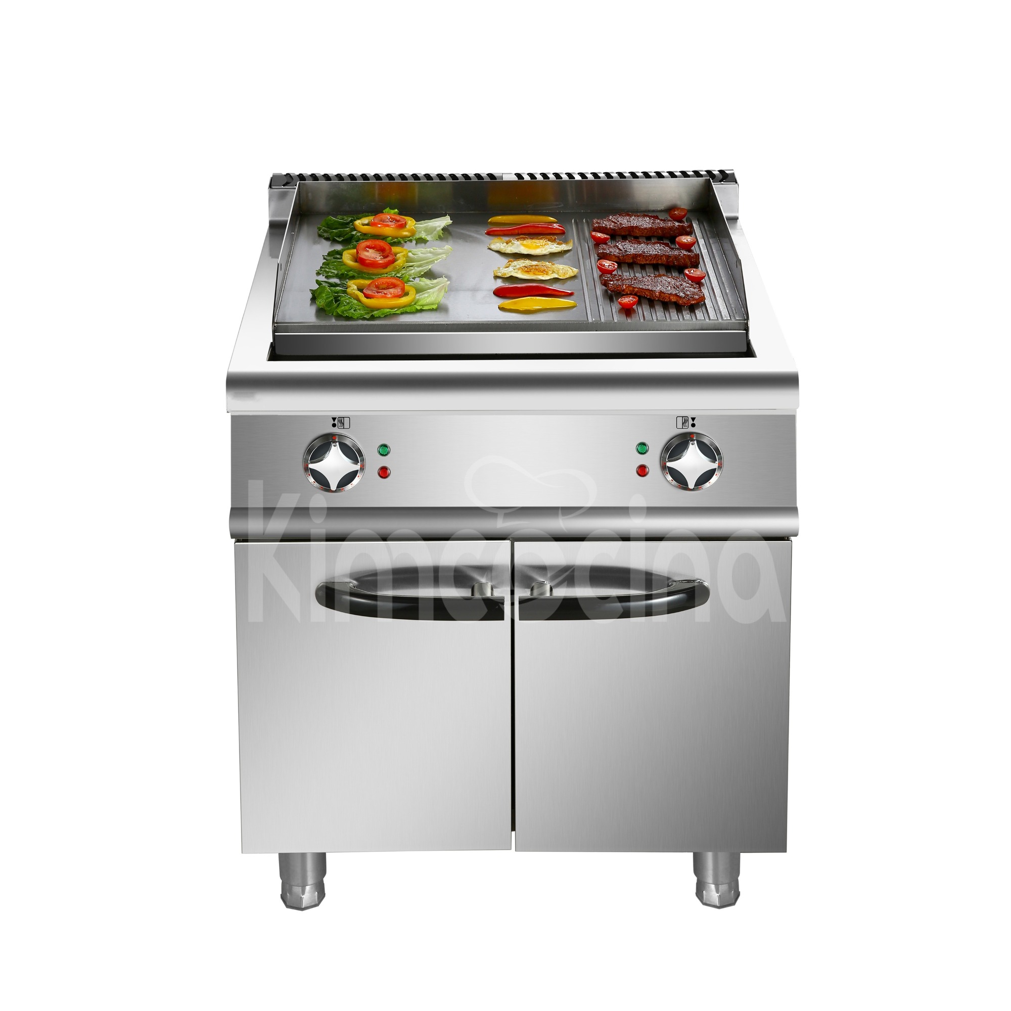 kimcocina Electrico Freidoras (2/3 Flat&1/3 Grooved) with Cabinet