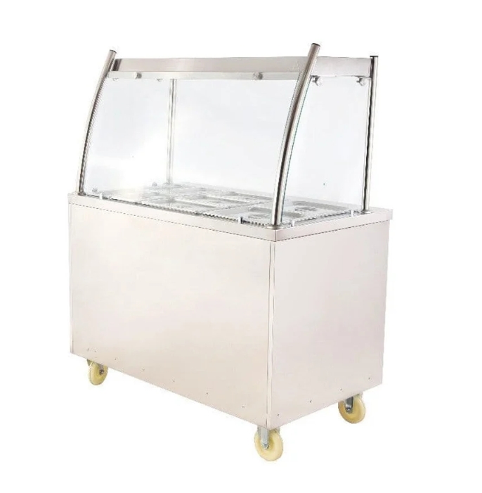 Hot Cupboard With 2 Tier Heated Gantry Table on Castor Wheels 150x60x152 cm New