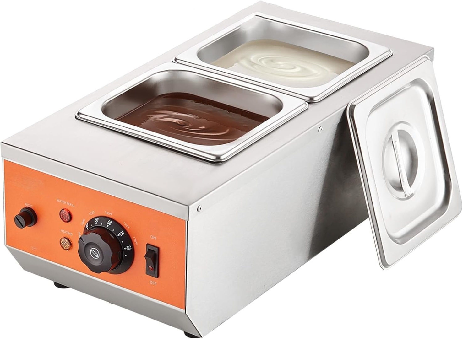 Chocolate Tempering Machine, 9 Lbs 2 Tanks Chocolate Melting Pot with TEMP Control 86~185℉, 800W Stainless Steel Electric Commercial Food Warmer For Chocolate/Milk/Cream Melting and Heating