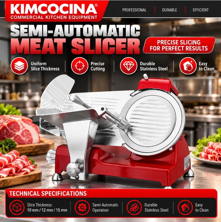 Semi - automatic meat slicer (aluminium rubber)