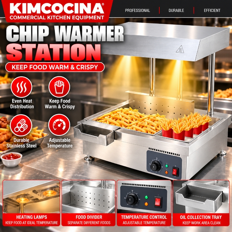 Commercial Table Top Food & Chip Scuttle Warming Machine Bagging station PFW1T1